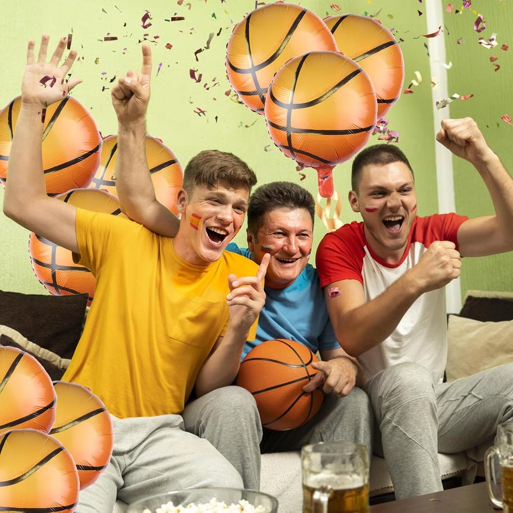 10pcs 18 inch/45.72cm basketball balloon aluminum foil balloon sports party basketball themed birthday party decoration supplies