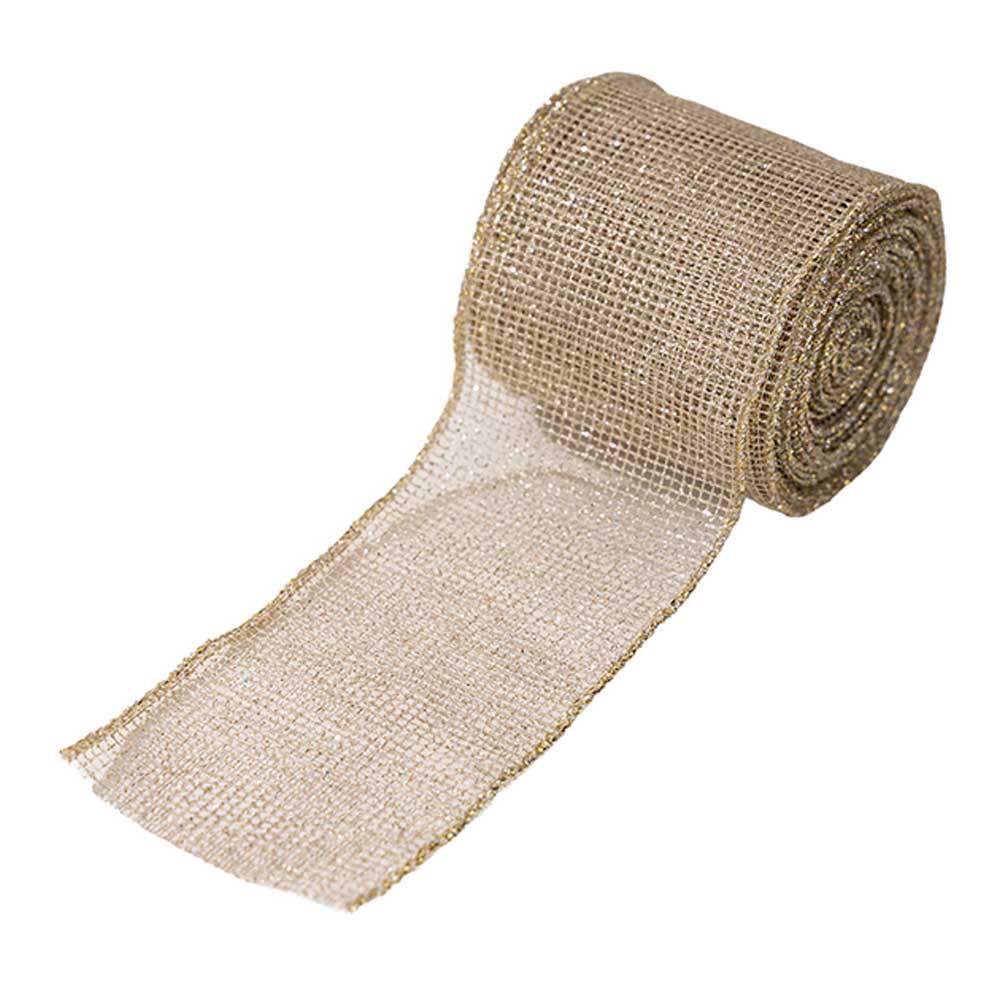

5M Length Christmas Ribbon Festive Decoration Holiday Decor 6.3CM Width Gold