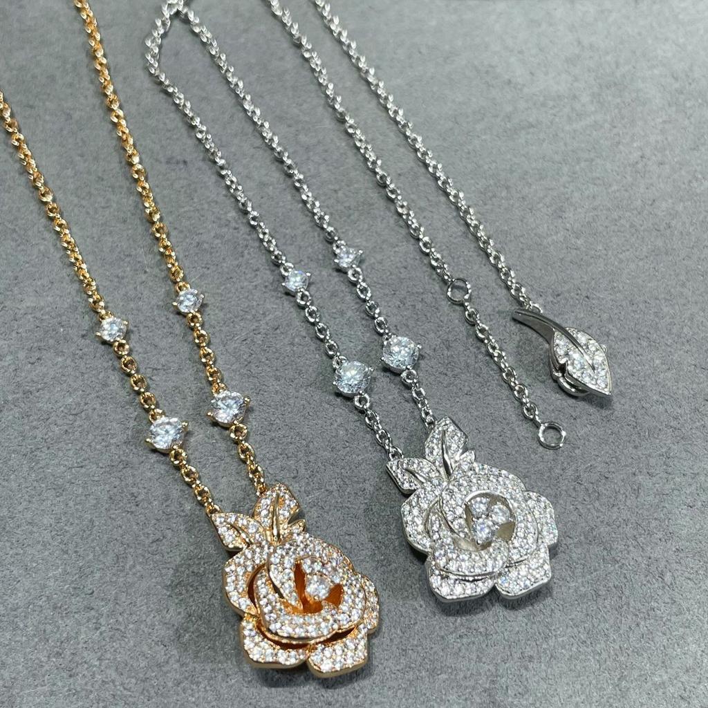 Vintage Hot Brand Women's Necklace Luxury Jewelry For Women Designer Pendant Pure 925 Sterling Silver Rose Gold Flower Necklaces
