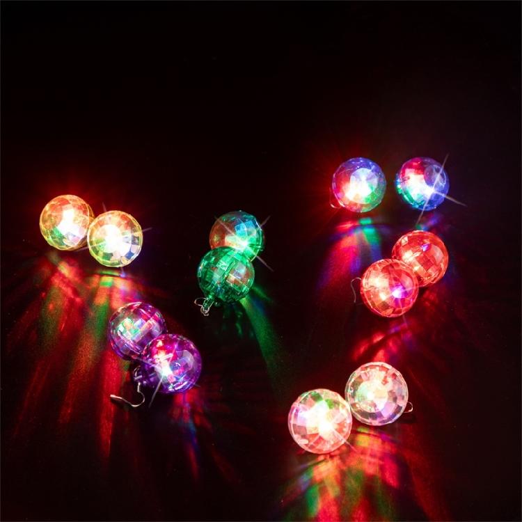 Colorful LED Earrings with Disco Balls Style Nightclub Earrings Plastic Texture Suitable for Party Wear and Clubbing Wear