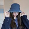 25 early autumn new big eaves lattice rough edge high quality bucket hat sunshade sunscreen washbasin hat