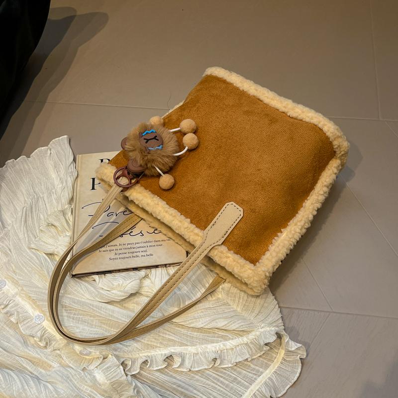 New Year's Bag, Winter New Lamb Wool Handbag, Versatile Large-capacity Mother and Child Bag, Christmas Plush Handbag.