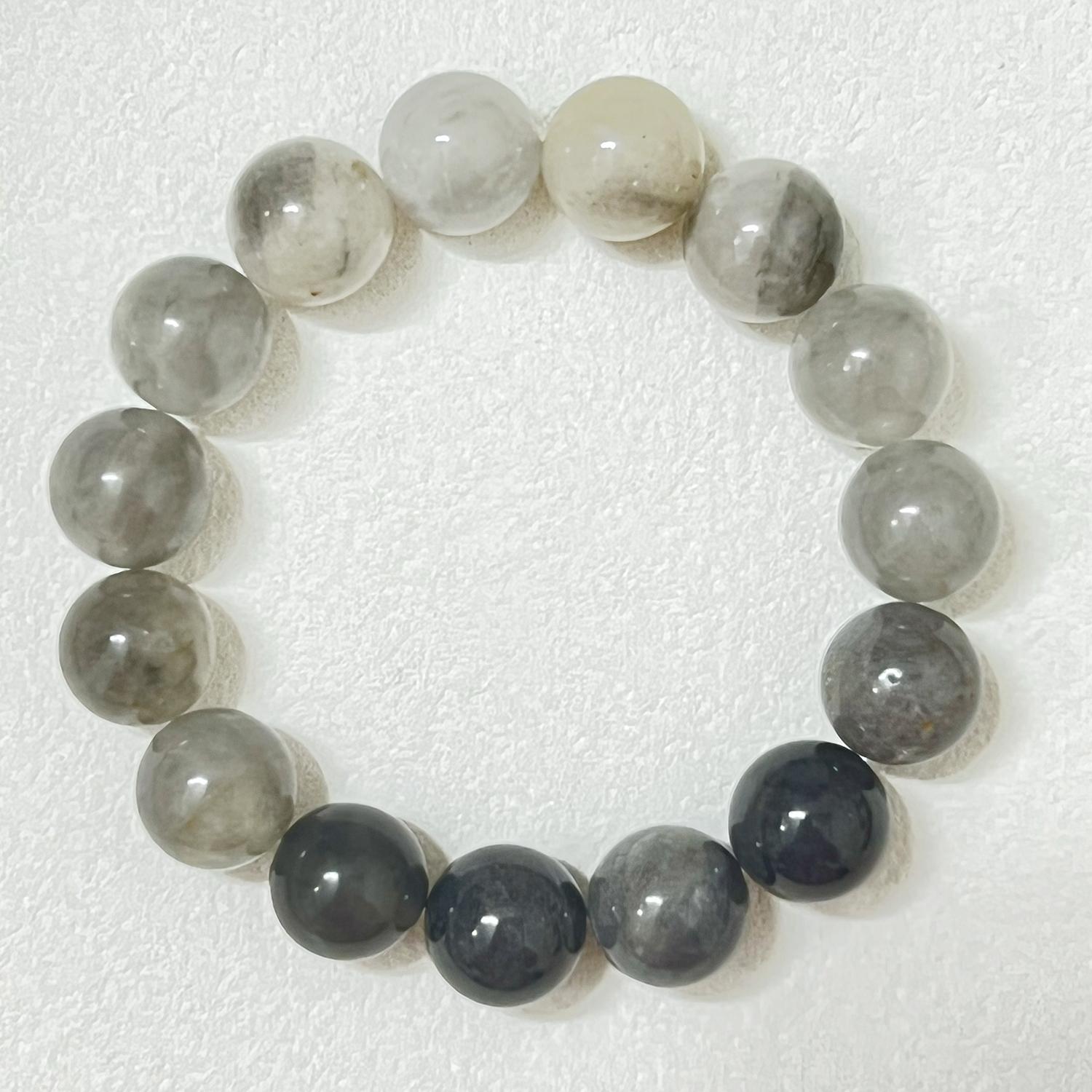 

Women Natural Devil Crystal Bracelet Semi-Precious Gemstones Beaded Bracelets 12mm Round Beads Stretch Bangle DIY Jewelry Gifts Length 16cm