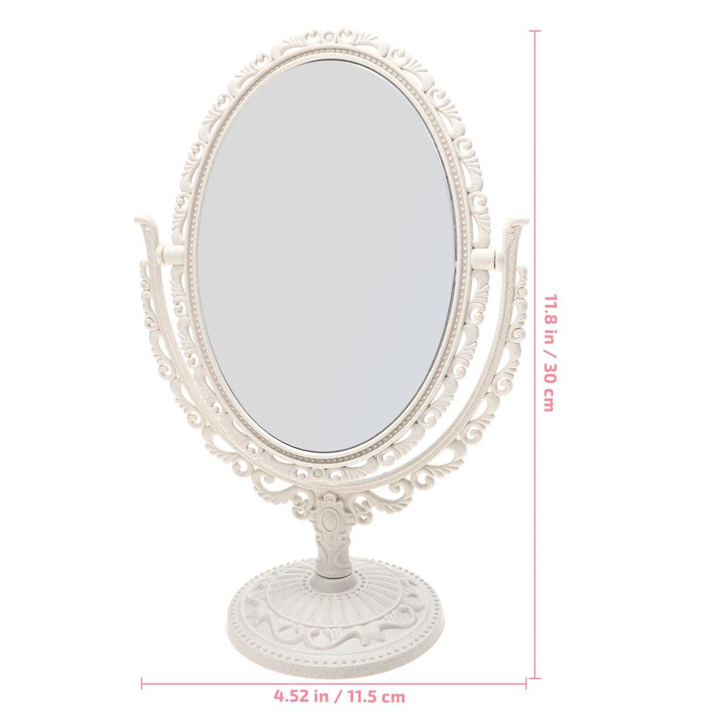 FRCOLOR Tabletop Vanity Stand Antique Freely Adjustable Makeup Tabletop Stand Princess Oval Mirror, Double-Sided Mirror, Mirror, Style, Rotating,