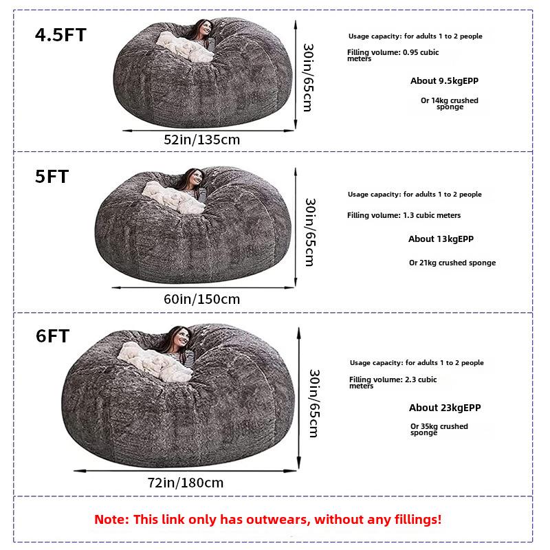 Extra Large Plush Bean Bag Chair Cover - No Filling Included