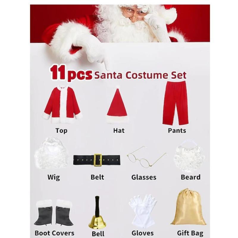 High-End Eltern-Kind Weihnachtsmann Opa Kleidung Goldener Samt Festliche Atmosphäre Auftrittskleidung Zweiteiliges Set