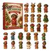 Weihnachts-Adventskalender 2026 Hunde-Kalender, 24-tlg. Acryl-Anhänger-Set mit Mini-Welpen, Festliche Raumfiguren, 2D Flache Baum-Hänge-Countdown