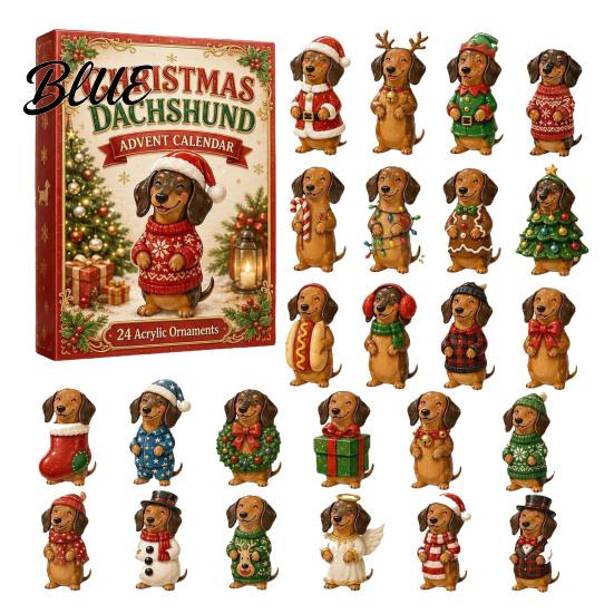 Weihnachts-Adventskalender 2026 Hunde-Kalender, 24-tlg. Acryl-Anhänger-Set mit Mini-Welpen, Festliche Raumfiguren, 2D Flache Baum-Hänge-Countdown