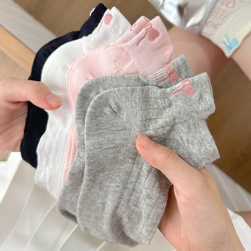 Female Summer Breathable Mesh All Match Heel Bow Short Tube Socks