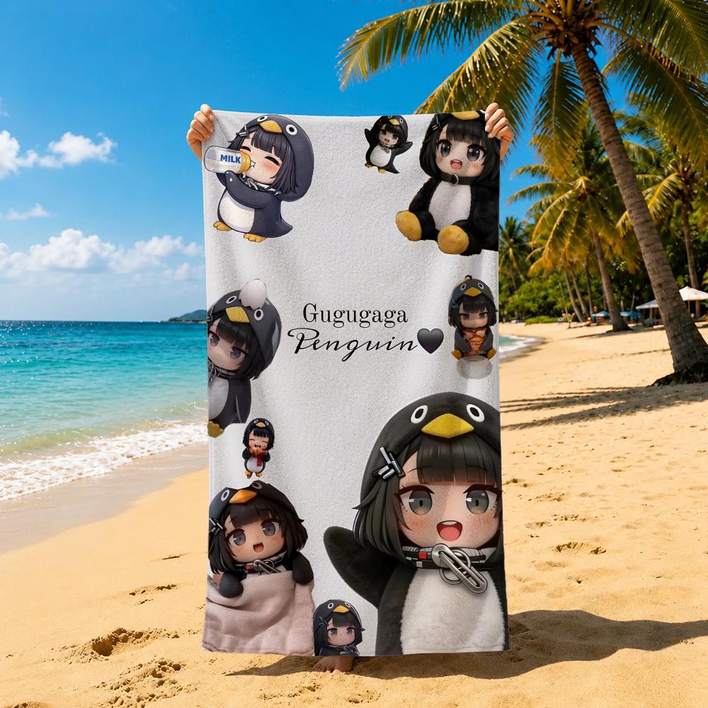 Cartoon Gugu Gaga Penguin Towel Towel Soft Pool Gift For Travel Gym Shower Cool Camping Quick Dry Sports  Large Beach Towel