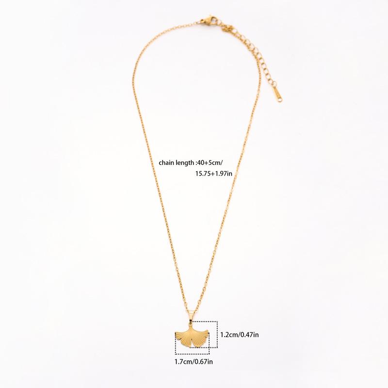 18K Gold Plated Stainless Steel Ginkgo Leaf Pendant Necklace for Women - Elegant Clavicle Chain, Ideal for Daily Wear or Gifts