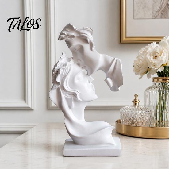 Resin Art Decoration Couples Kiss Sculpture, Abstract Couple Sculpture Home Decor, Minimalist Double-sided Face Statue Decoration, Romantic