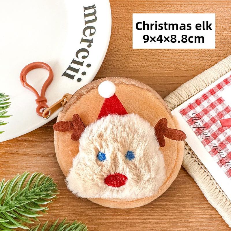Roztomilá vánoční peněženka na mince, Kreativní plyšový přívěsek na hračku, Dětský vánoční přívěsek na sáček se sladkostmi, Malý dárek
