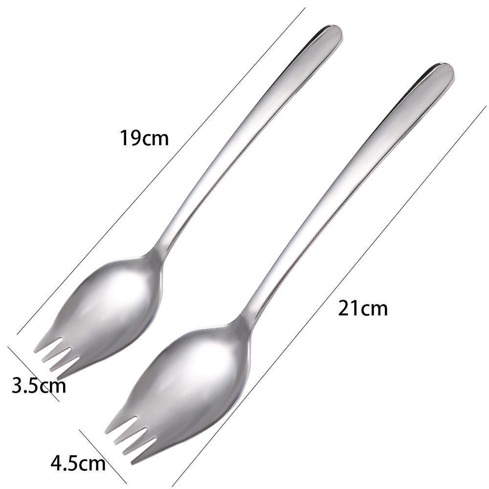 Cream Fruit Stainless Steel Reusable Outdoor Long Handle Spork Salad Forks Flatware Dessert Spoons