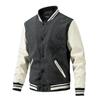 Men's Autumn/Winter Fashion Baseball Jacket - Wool & PU Sleeve Casual Outerwear