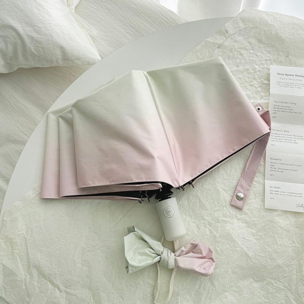 Guarda-chuva de Sol Compacto Dobrável em 3 com Laço Tipo Sal Gradiente Preto Revestido Proteção Proteção UV Guarda-chuva de Sol Dobrável UPF 50+