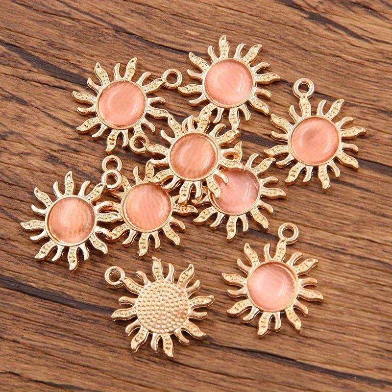10 Pieces Sun Pendant, Diy Jewelry - Silver Plated Jewelry Making Accessories for Bracelets, Necklaces and Earrings