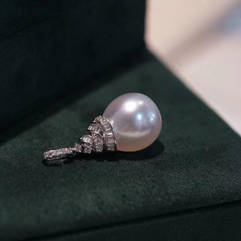 S925 Silver DIY Pearl Pendant Setting for 10-13mm Round Pearls, Fashionable Jade Necklace Accessory