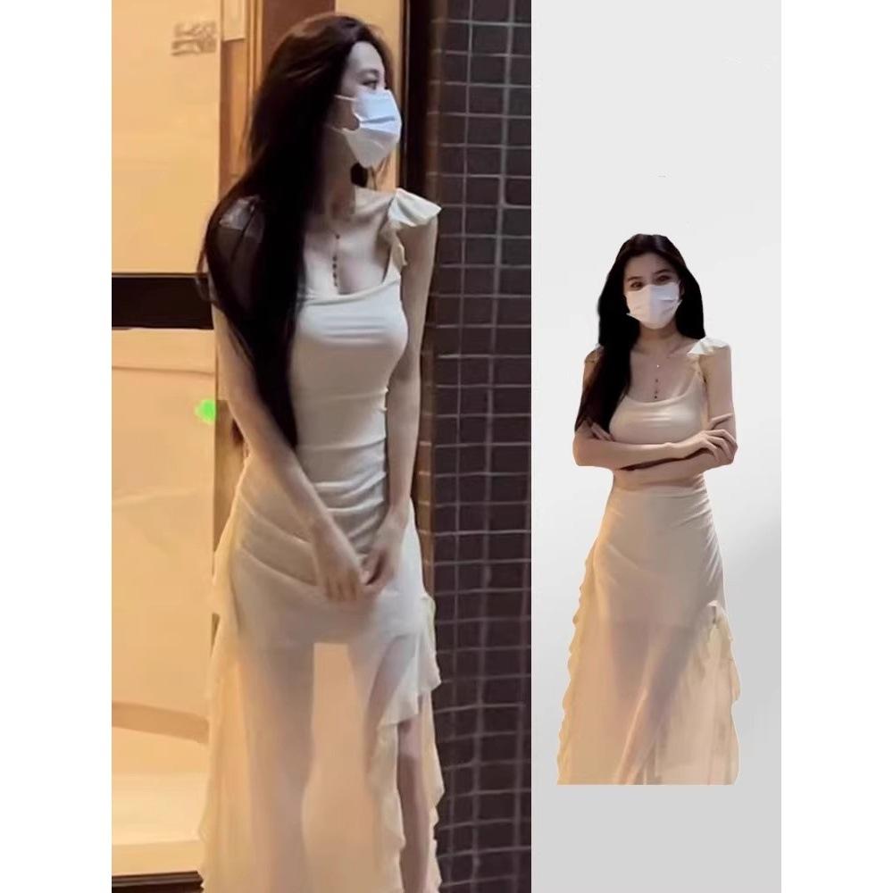 New Pure Desire French Suspender Dress Summer Casual Women's Clothing Small Seaside Vacation Fairy Long Dress