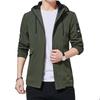 Frühlings- und Herbstjacke für Herren Einfacher Koreanischer Lässiger Mode-Mantel Mittellange Kapuzen-Oberbekleidung Übermantel Äußeres Kleidungsstück Windjacke Marke Herrenbekleidung