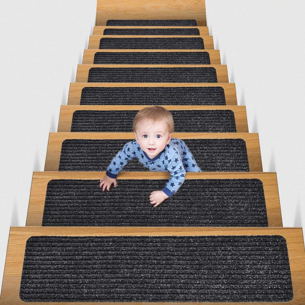15PCS New Staircase Silent Pad, Step Pad, Anti Fall Floor Pad, Self-adhesive PVC Non Slip Pad with Double Stripes