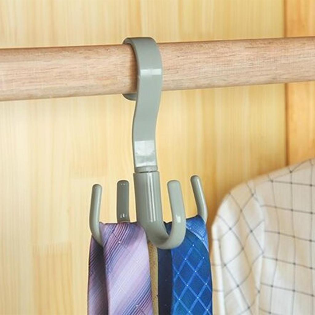10Pcs Rotating Hook 4 Prong ABS Hat Display Hanger Scart Necktie Storage Hook for Closet Home