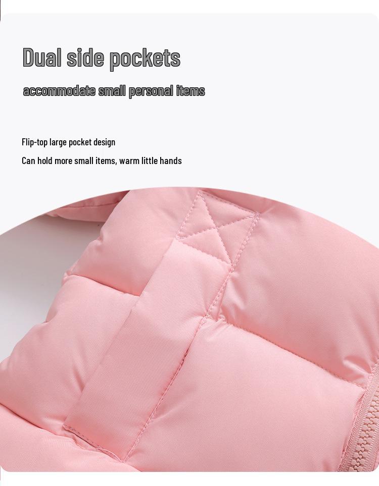 878 Zimowa Dziecięca Dwustronna Kurtka z Podszewką z Polaru dla Chłopców i Dziewcząt - Ciepła Bawełniana Kurtka Średniej do Dużej Długości