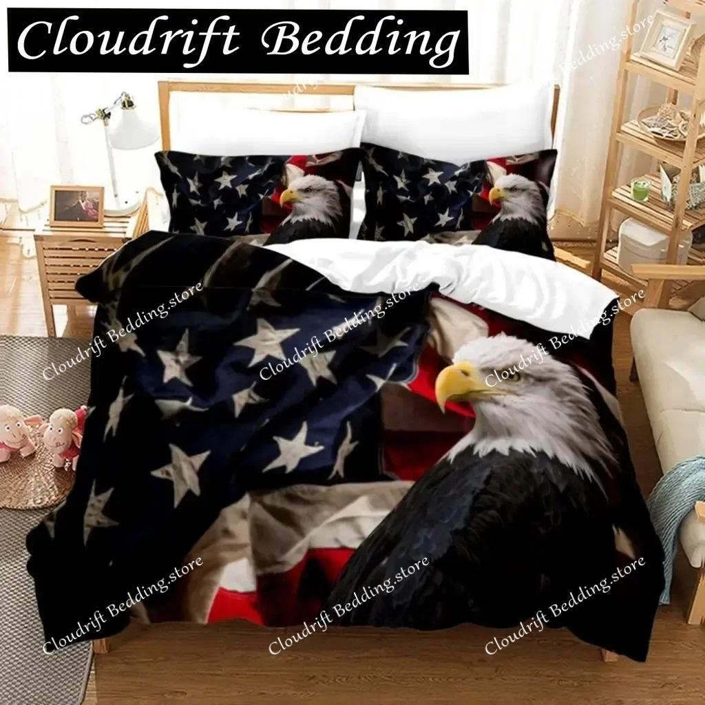 3D Print American Flag Duvet Cover Set Microfiber Decor Bedding Set Independence Day Freedom Theme Quilt Cover for Teens