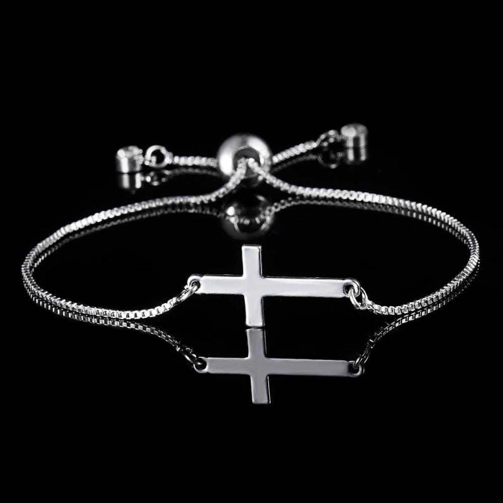 Silver Color Jewelry Cross Chain Bracelets For Women Fashion Wedding Banquet Charm Bracelets & Bangles Valentine's Day Gift