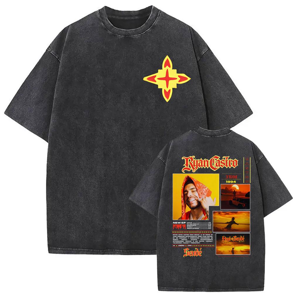 

Rapper Ryan Castro Sende Album Tour Graphic T Shirt Men Women Vintage Washed Hip Hop Pop Music Tshirts Cotton Tshirt S