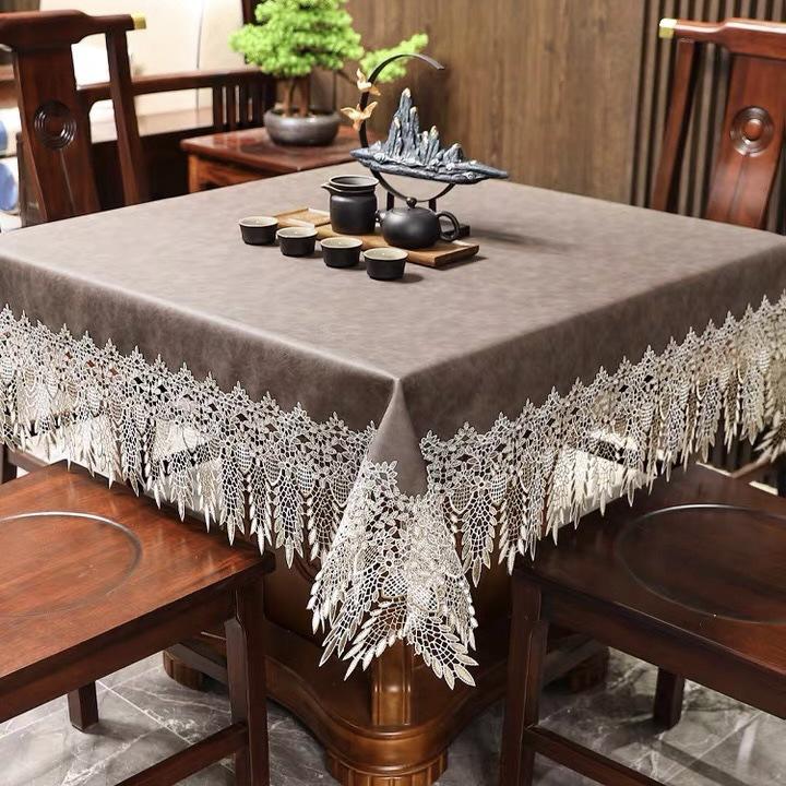 New Blecloth Waterproof And Oil-Proof Leave-In Household Dining Table Tablecloth European Lace Coffee Table Tablecloth