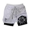 Muay Thai Kick Boxing MMA Shorts Cross Christian God Men Women Unisex Double Layer Quick Dry Breathable Sport Gym Fitness Workout