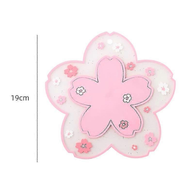 Cherry Blossoms Shape Silicone Coaster Coffee Table Cup Mats Pad Heat Insulation3pcs, Pink)
