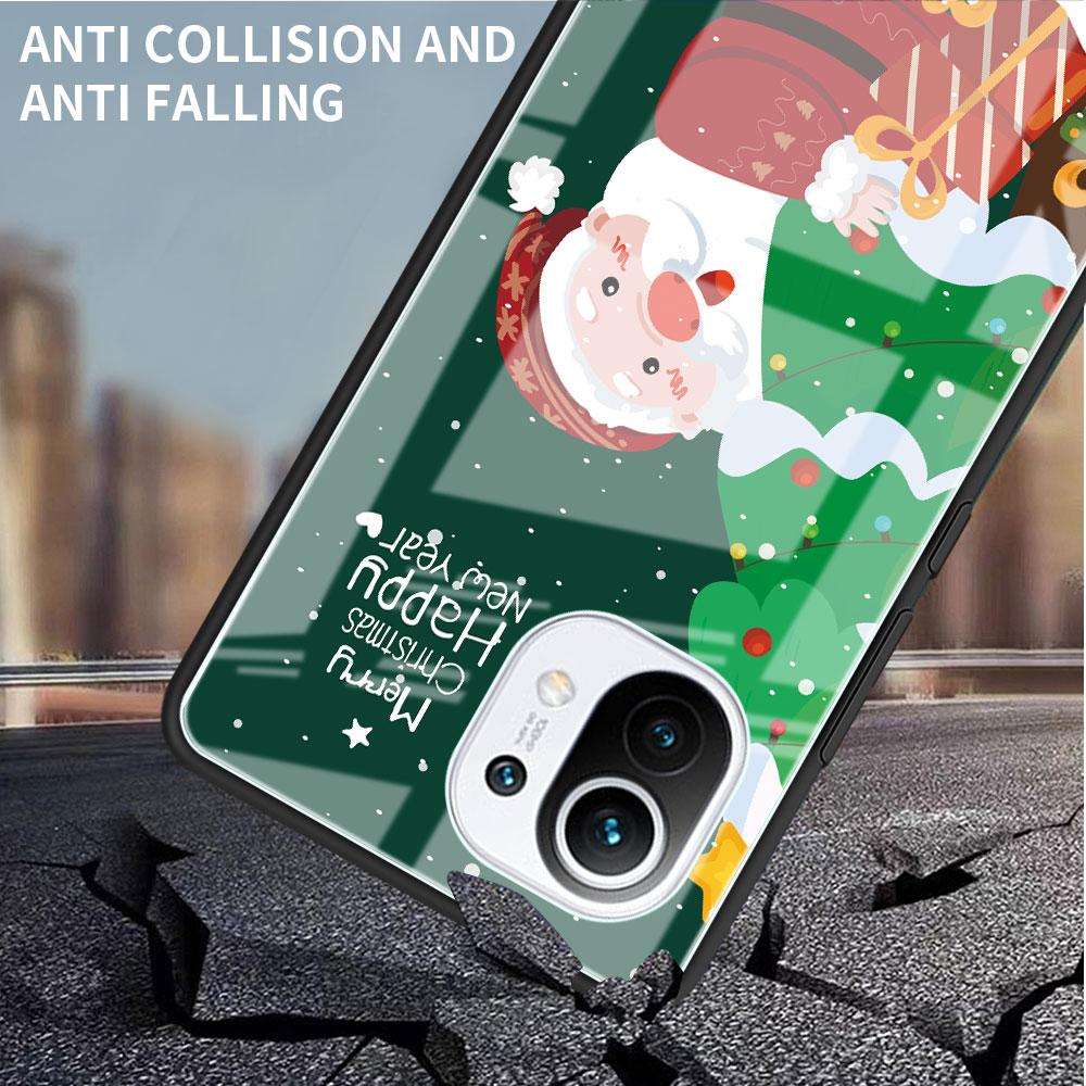 Snowman Christmas Glass Case For Xiaomi Poco X3 NFC 11 Lite 11T F3 M3 For Redmi Note 11 10 9 8 Pro 10S 9S 9A 9C Phone Cover