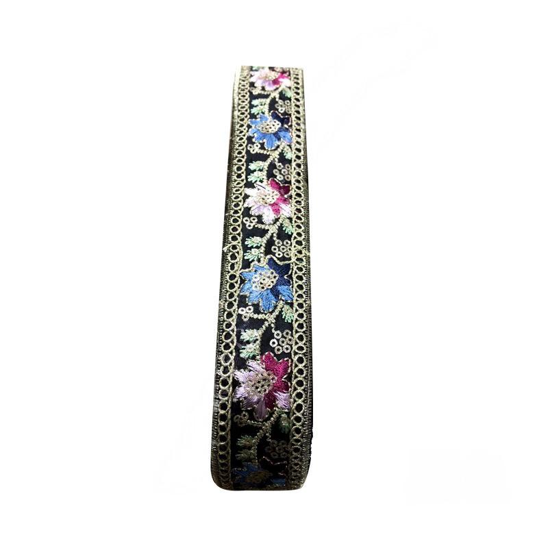 5yards Ethnic Style Lace Embroidered Sequin Ribbon Webbing Sequins Trim for Clothing Cuff Decoration DIY Sewing Accessories