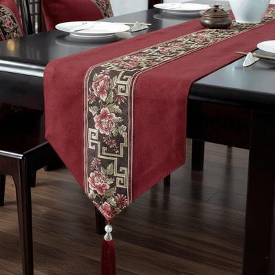 Bandera de Mesa Retro Vintage Lavable Impermeable Mantel de Mesa de Té Decorativo Estilo Chino Camino de Mesa Floral Decoración de Fiesta Festiva