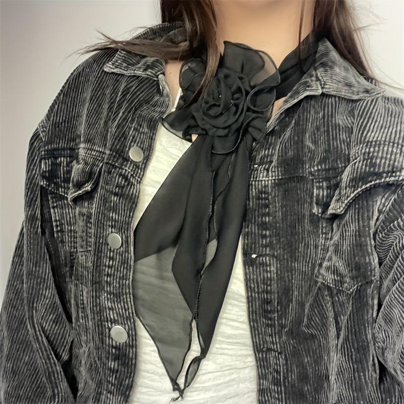 1PC Clothing Fashion Multi-purpose Outfit Elegant Adorn Long Silk Scarf Temperament Accessories Eye-catching Rose