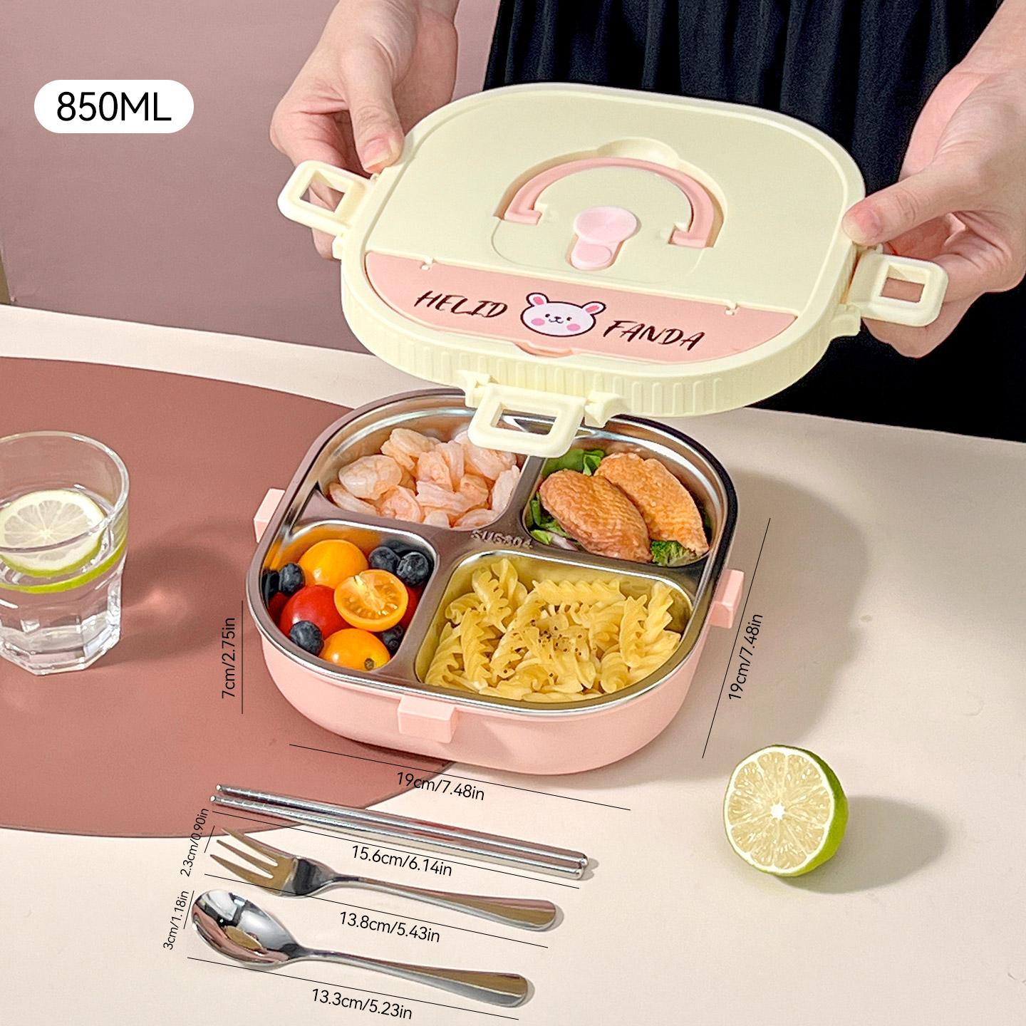 

WORTHBUY 3/4 Compartment Portable Bento Lunch Box for Kids And Students Sealed Microwave Safe 304 Stainless Steel Food Container