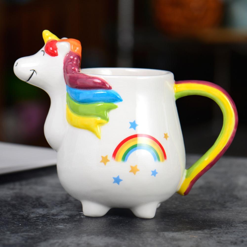 Unicorn ceramic cup milk breakfast cup rainbow horse cartoon office cup home creative mug