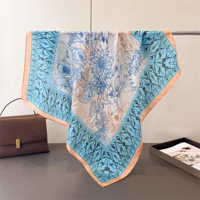 Retro Luxury Design Silk Square Scarf Women Fashion Decorate Neck Tie Kerchief Lady Summer Beach Hijab Female Neckerchief