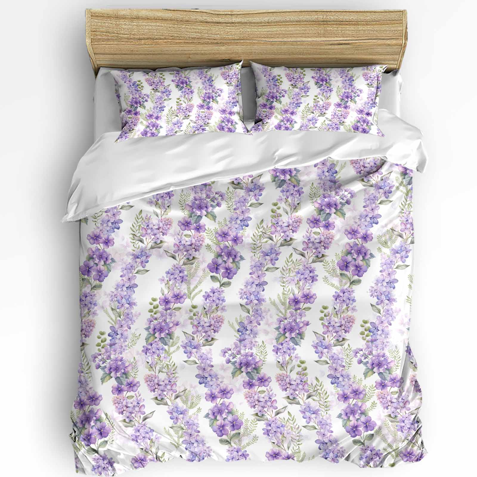 Paarse Bloem Lavendel Romantiek Dekbedovertrek Met Kussensloop Aangepaste 3-delige Beddengoedset Dekbedovertrek Tweepersoonsbed Hometextiel EU single(135x200cm)