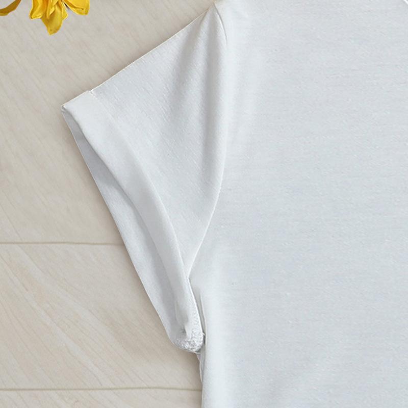 YYFS Dámská móda Ležérní Léto Jaro Jednobarevné halenky a košile s krátkým rukávem a výstřihem do O