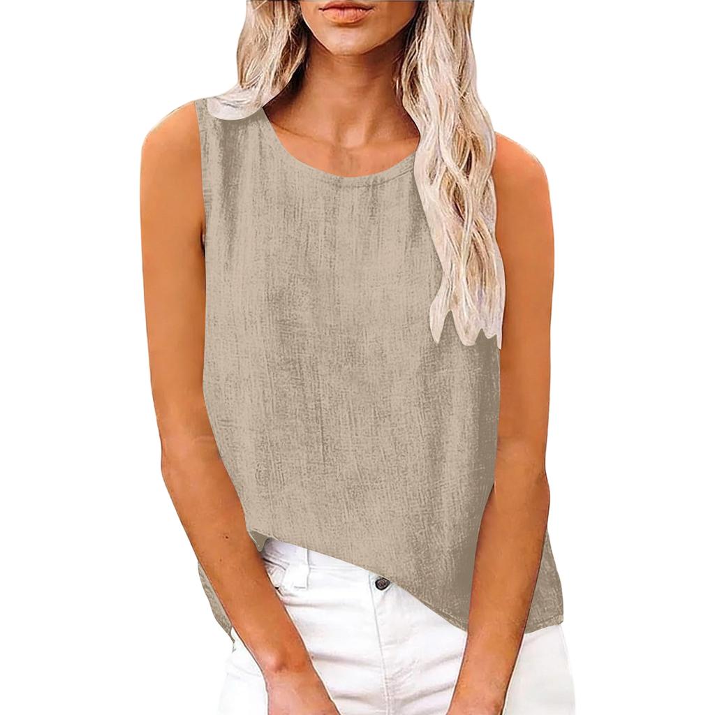 Women's Sleeveless Cotton And Linen Top For Spring And Summer