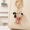 Bag Charm with Lobster Clasp Rhinestone Dog Keychain, Backpack Purse Puppy Clasp, Golden Plated Keyring Decorative Pendant Handbag Accessory