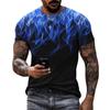 European and American T-shirt Men's Street Flame Gradient Printing T-shirt Summer Sports Short-sleeved T-shirt