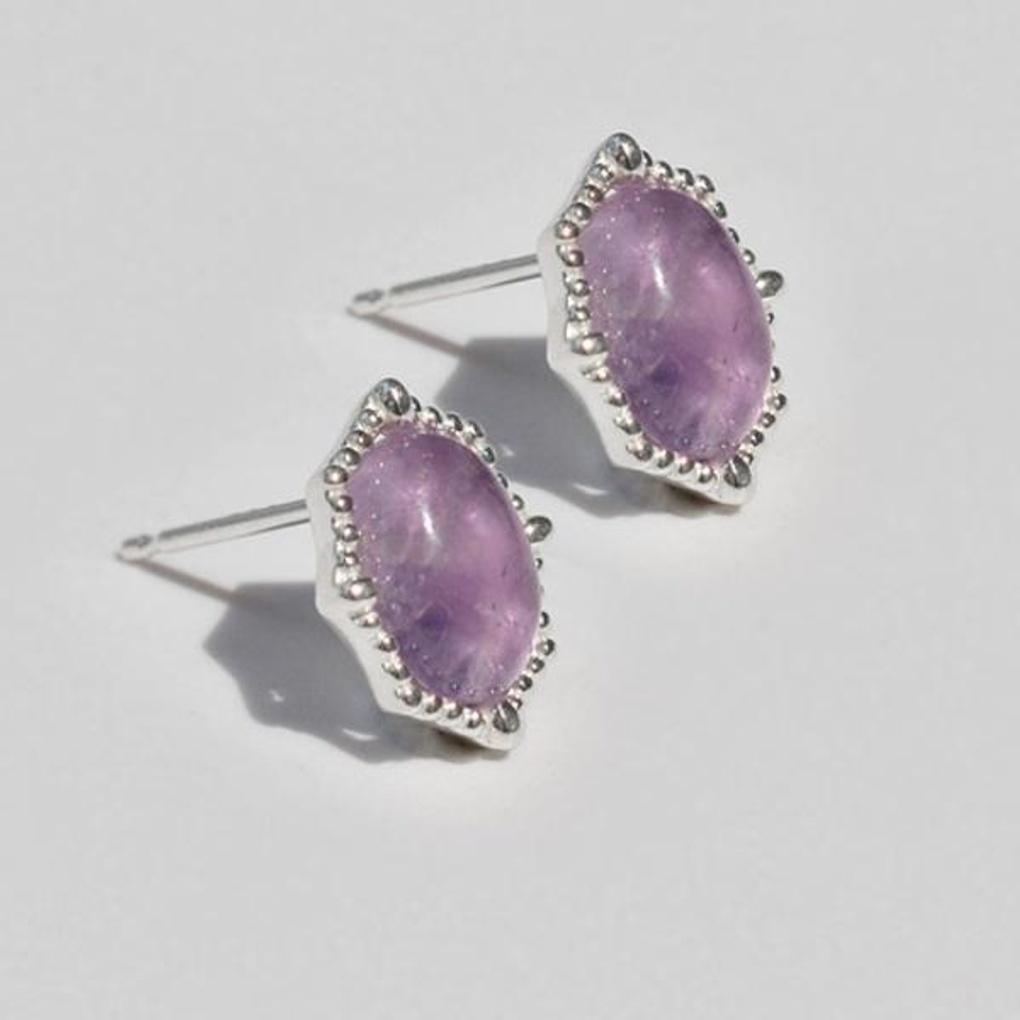 Women's Daily Accessory Sari Amethyst Gemstone Earrings