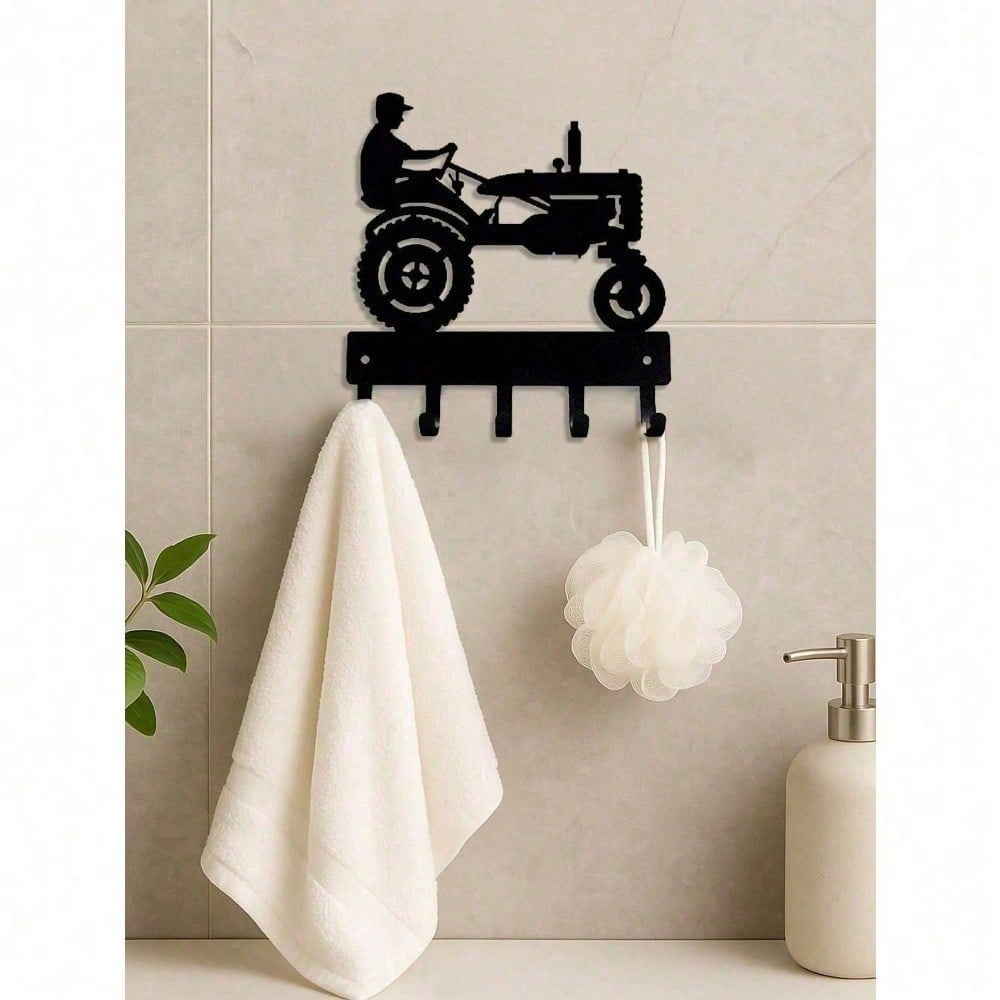 6" Rustic Wood Key Holder w/ 5 Hooks, Farmhouse Entryway Organizer & Gift