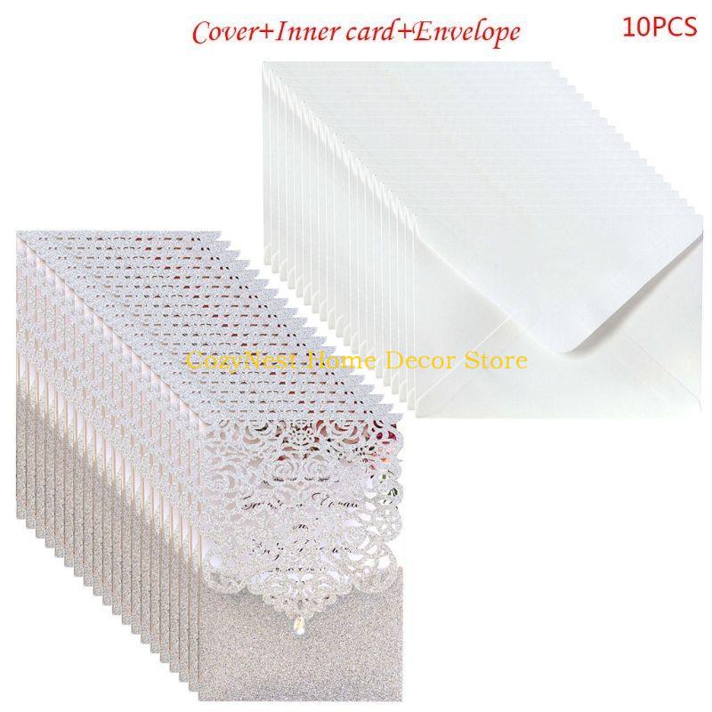 

92MF Cut Glitter Greeting Card 10pcs/set Birthday Card Message Cards Accessory срібний