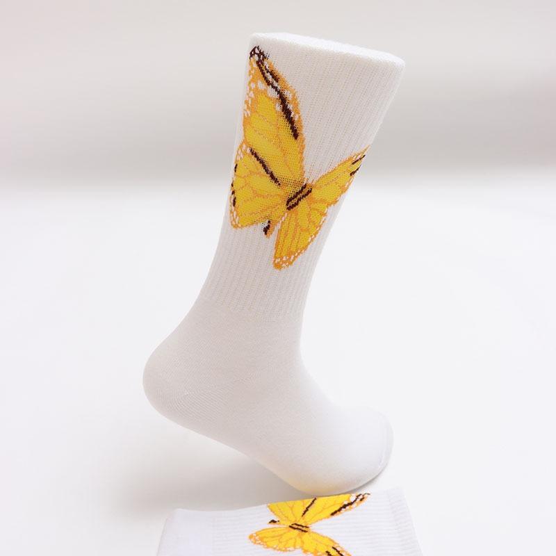 

Ladies Spring Street Sport Butterfly Cotton Medium Tube Socks 1 pair жовтий