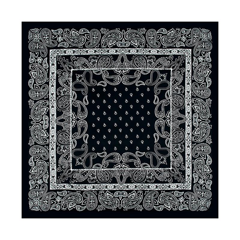 Versatile and practical 71 imitation silk double cashew flower square scarf scarf new black fashion women's neck silk scarf